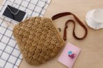 Fashion retro brass buckle shoulder woven bag shell crochet Messenger bag grass beach bag leisure package - Image 5