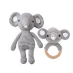 Handmade Doll Set Animal Crochet Rattle Baby Biteable Comfort Toy - Image 4