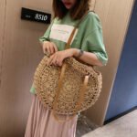 New round hollow straw bag crochet bag - Image 9