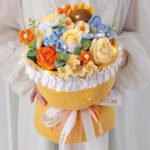 Knitted Finished Sunflower Rose Mixed Bouquet Birthday Gift - Image 4
