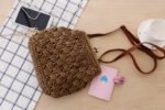 Fashion retro brass buckle shoulder woven bag shell crochet Messenger bag grass beach bag leisure package - Image 4