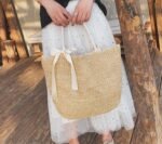 Woven straw bag bow ladies tote bag - Image 3