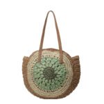Color Crochet Round One Shoulder Straw Bag - Image 8