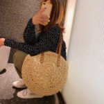 New round hollow straw bag crochet bag - Image 3