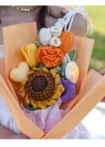 Hand-woven Sunflower Rose Bouquet - Image 7