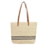 Striped Crochet Craft Straw Bag Large Capacity - Image 5