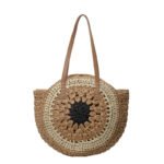 Color Crochet Round One Shoulder Straw Bag - Image 6