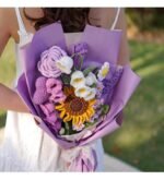 Hand-woven Sunflower Rose Bouquet - Image 10