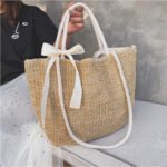 Woven straw bag bow ladies tote bag - Image 5