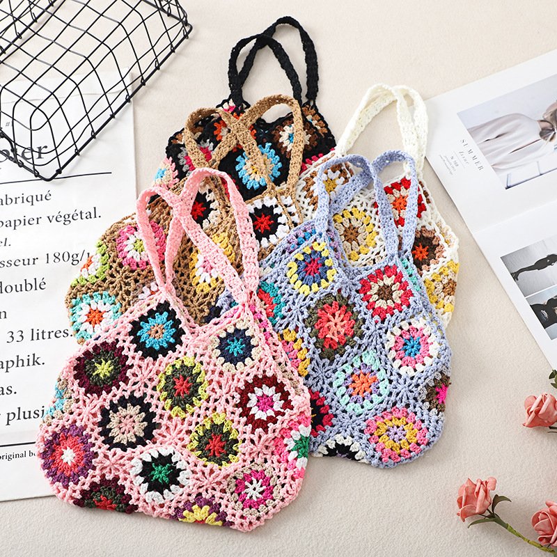 7ce6c283-8893-483b-9145-747a44325bf2.jpg Handmade Crochet Weave Vintage Hollow Bag - Image 1