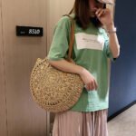 New round hollow straw bag crochet bag - Image 5