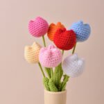Finished Handmade Crochet Tulip Fake Flower Simulation - Image 2
