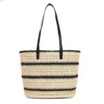 Striped Crochet Craft Straw Bag Large Capacity - Image 10