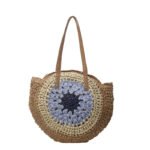 Color Crochet Round One Shoulder Straw Bag - Image 5