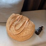 New round hollow straw bag crochet bag - Image 6