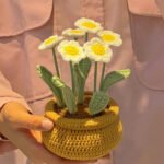 Hand Knitting DIY Tulips Small Daisy Potted Bouquet Wool Crochet Material Package - Image 5