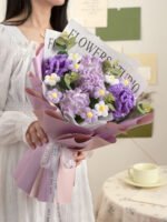 Finished Knitted Wool Bouquet Purple Rose - Image 10