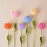 Finished Handmade Crochet Tulip Fake Flower Simulation