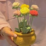 Hand Knitting DIY Tulips Small Daisy Potted Bouquet Wool Crochet Material Package - Image 2