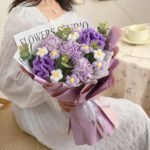 Finished Knitted Wool Bouquet Purple Rose - Image 2