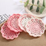 Simple Cute Flowers Knitted Coaster Wool Woven Coaster Flower - Image 2