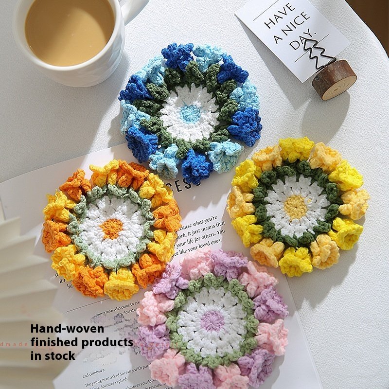 feca045e-d66d-41fb-a168-e6ddb3a6be6c_trans.jpeg Hand-knitted Flower Woven Linglan Coaster - Image 1
